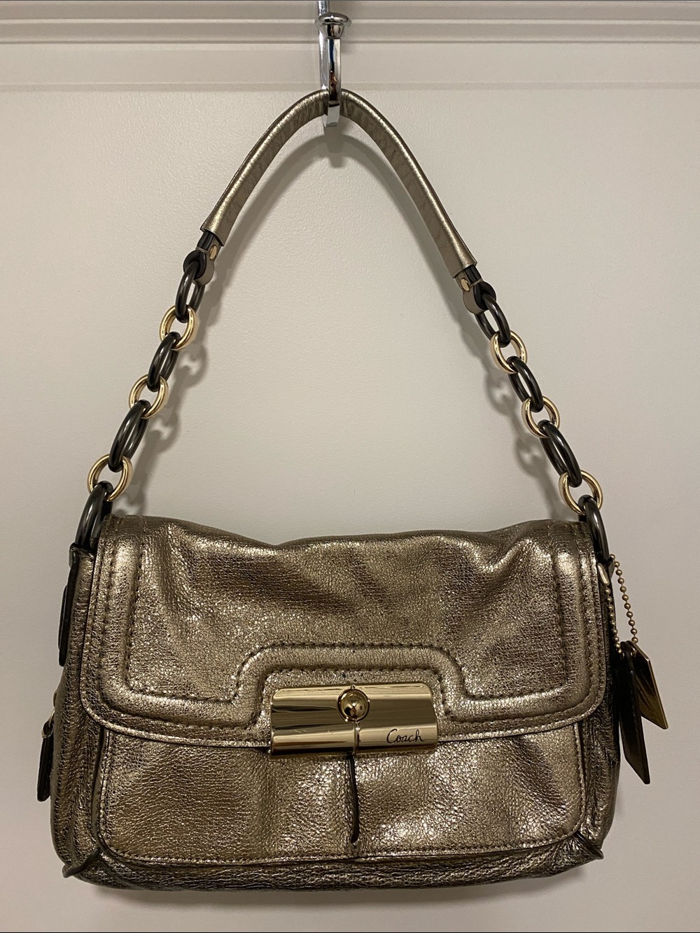 Coach Kristen expandable metallic shoulder bag